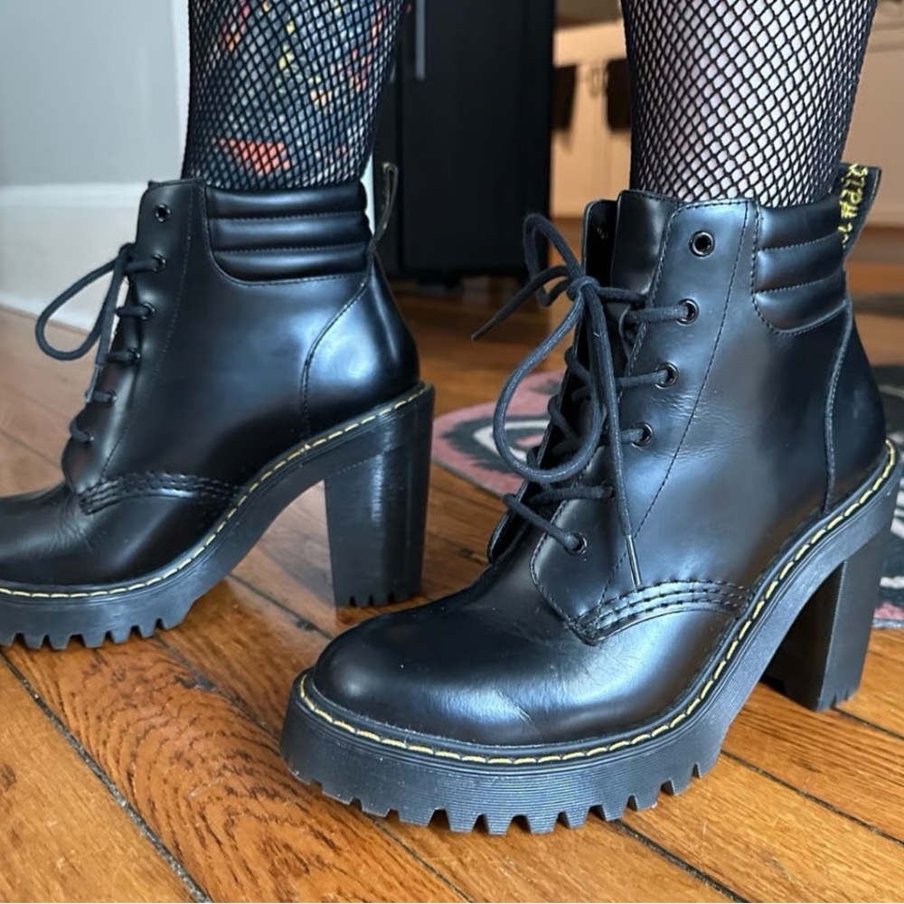 Dr. Martens Women's Persephone High-Heel Platform Black Booties Size 6